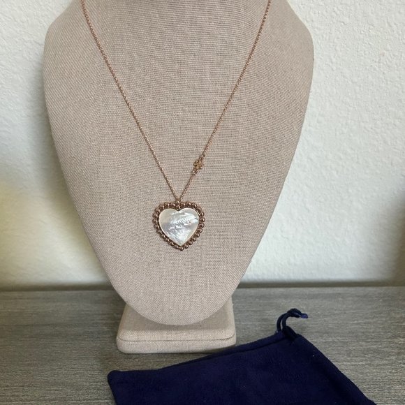 Tory Burch HEART Mother of Pearl Necklace ROSE GOLD NWOT - Picture 2 of 6